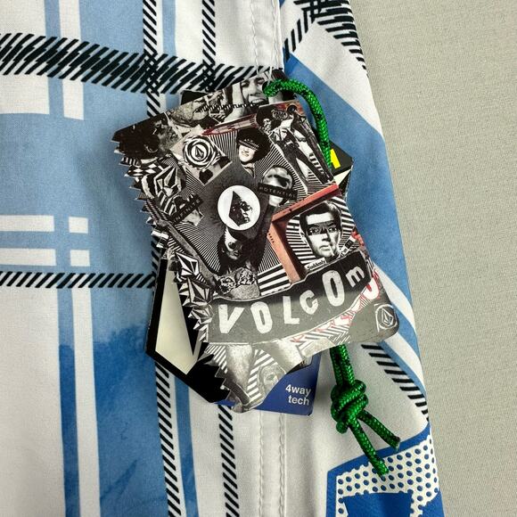 Volcom Men’s 29 Plaiter Board Shorts Plaid Stretch Side Pocket Cinch Fly - Picture 5 of 9
